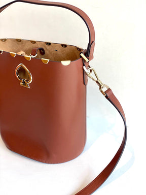 brown leather kate spade bucket bag