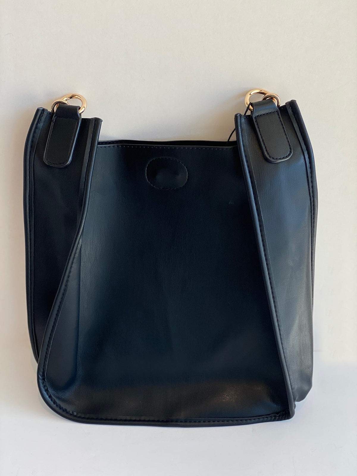 black ahdorned messenger bag