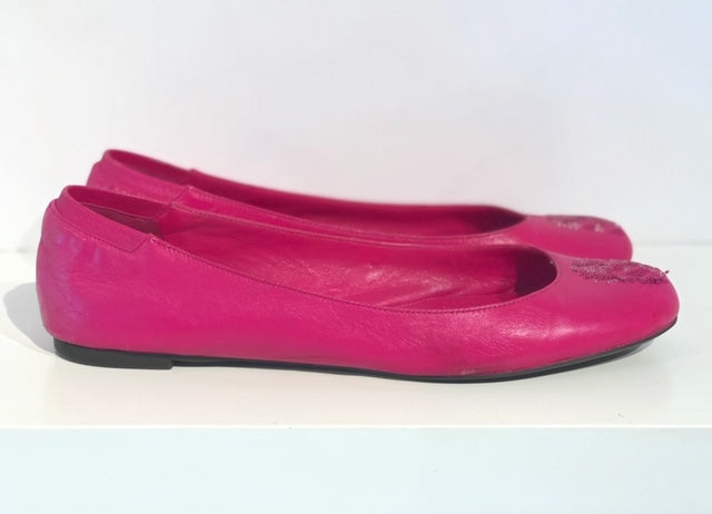 Alexander McQueen Skull Sequin Flats Pink Side of Shoes