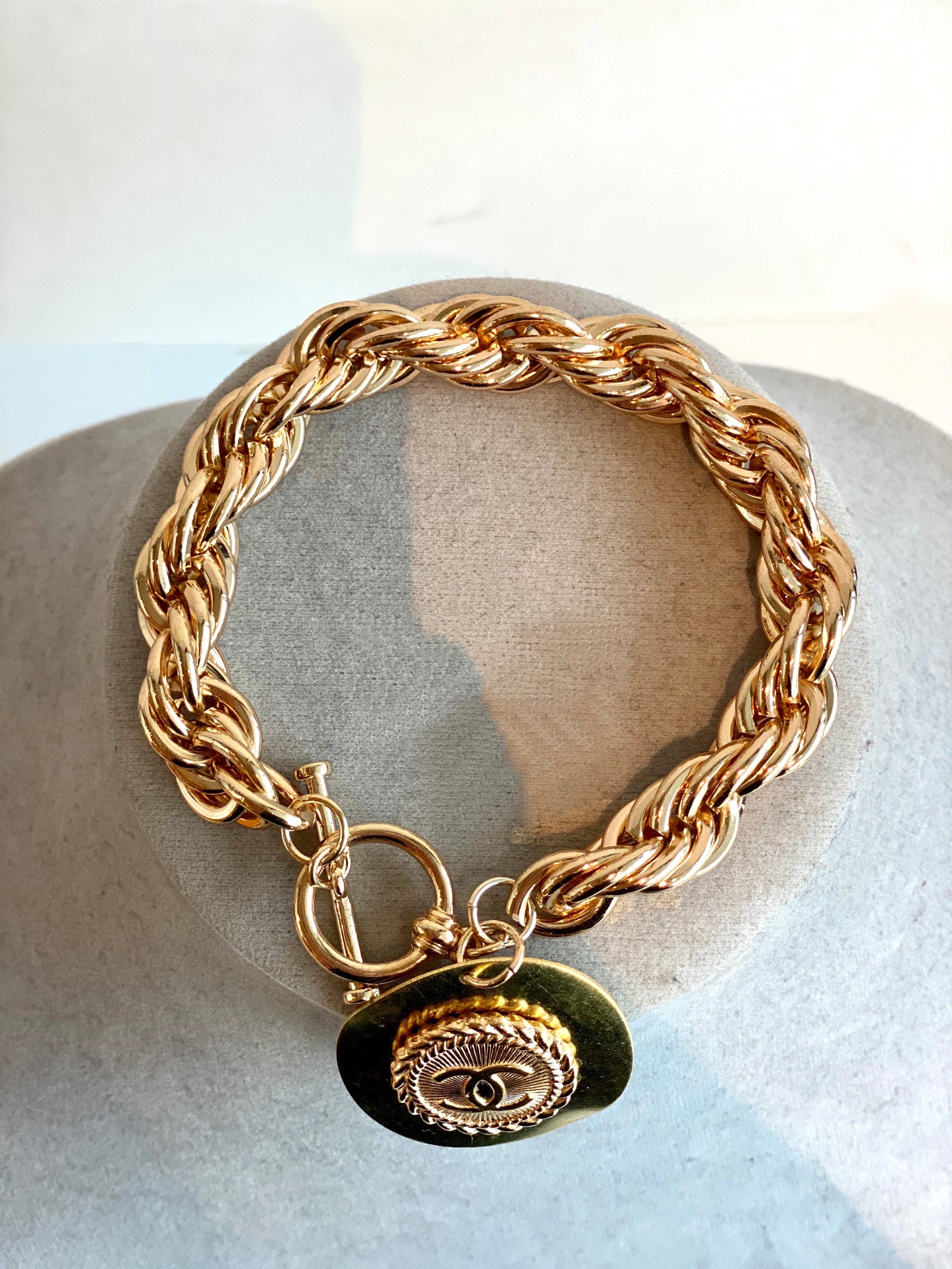 gold designer chain bracelet