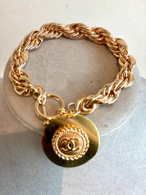 button gold designer chain bracelet