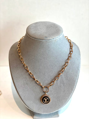 LV button necklace gold
