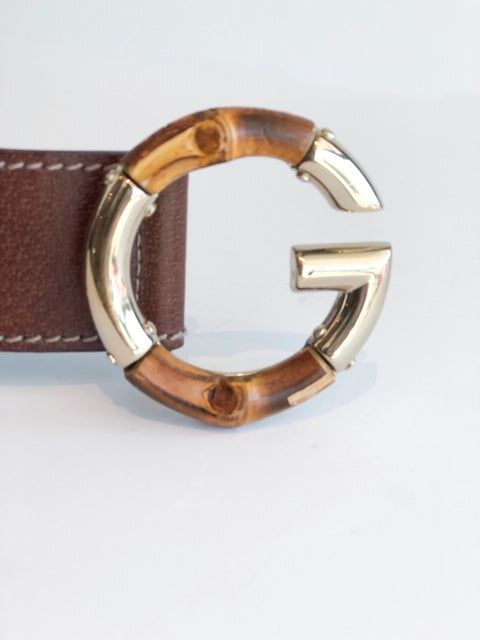 Gucci Belt Limited Edition Bamboo Gold Buckle 