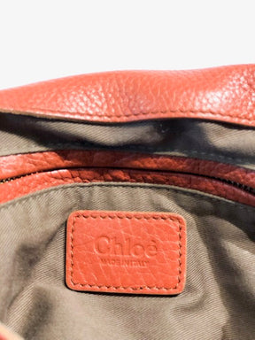 Chloe Marcie Crossbody Tobacco Leather Logo Inside of Bag