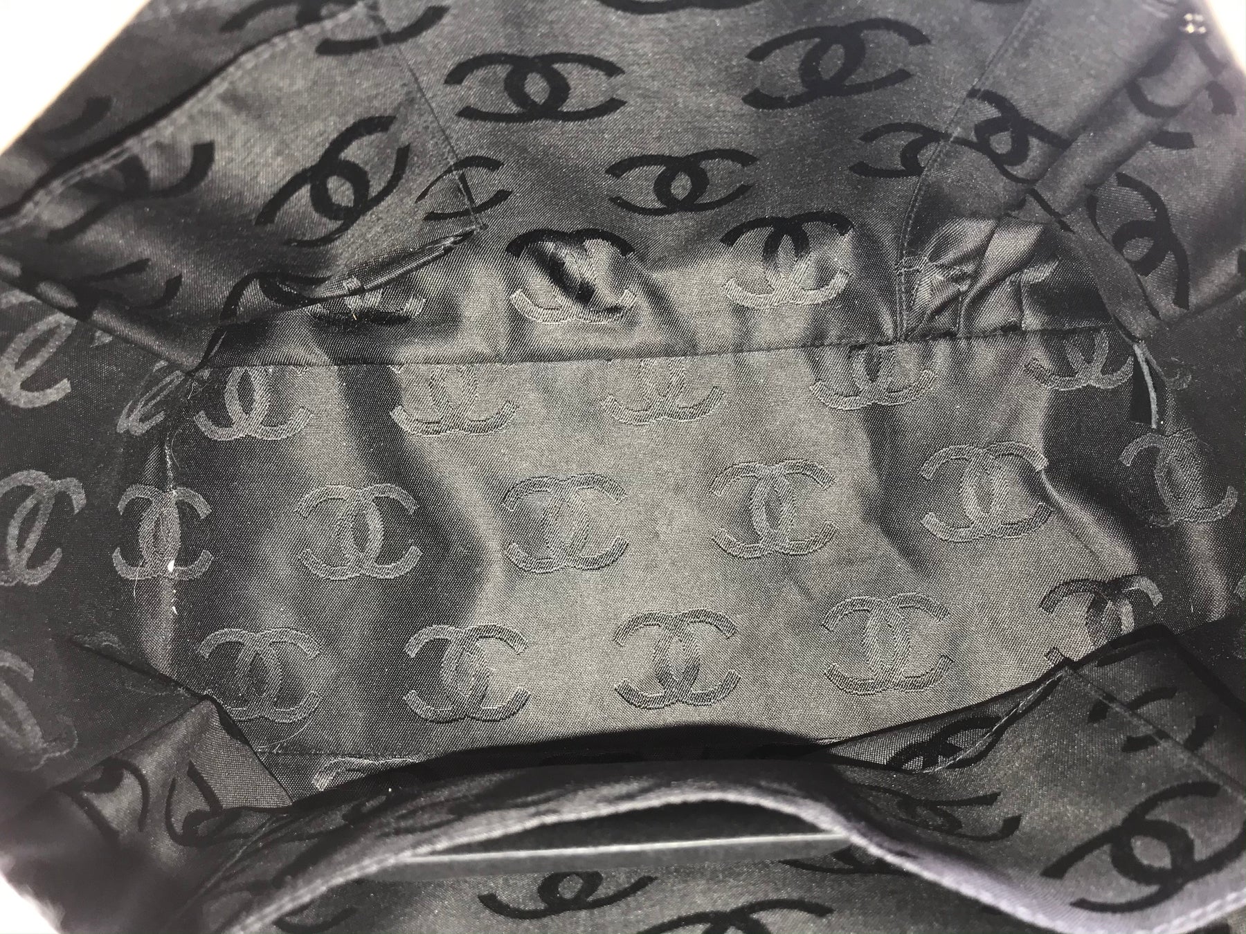 Large Chanel Cambon reporter bag in beige with black CC logo