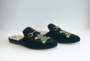 Gucci Princetown Velvet Frog Mules