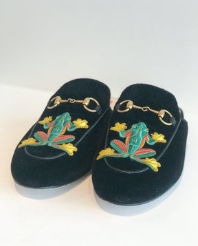 Gucci Princetown Velvet Frog Mules