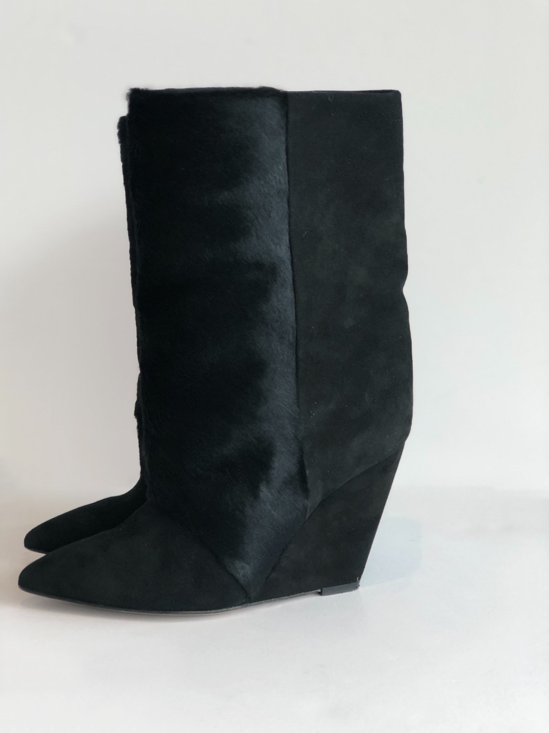 Isabel Marant Pony Hair Suede Boots Black