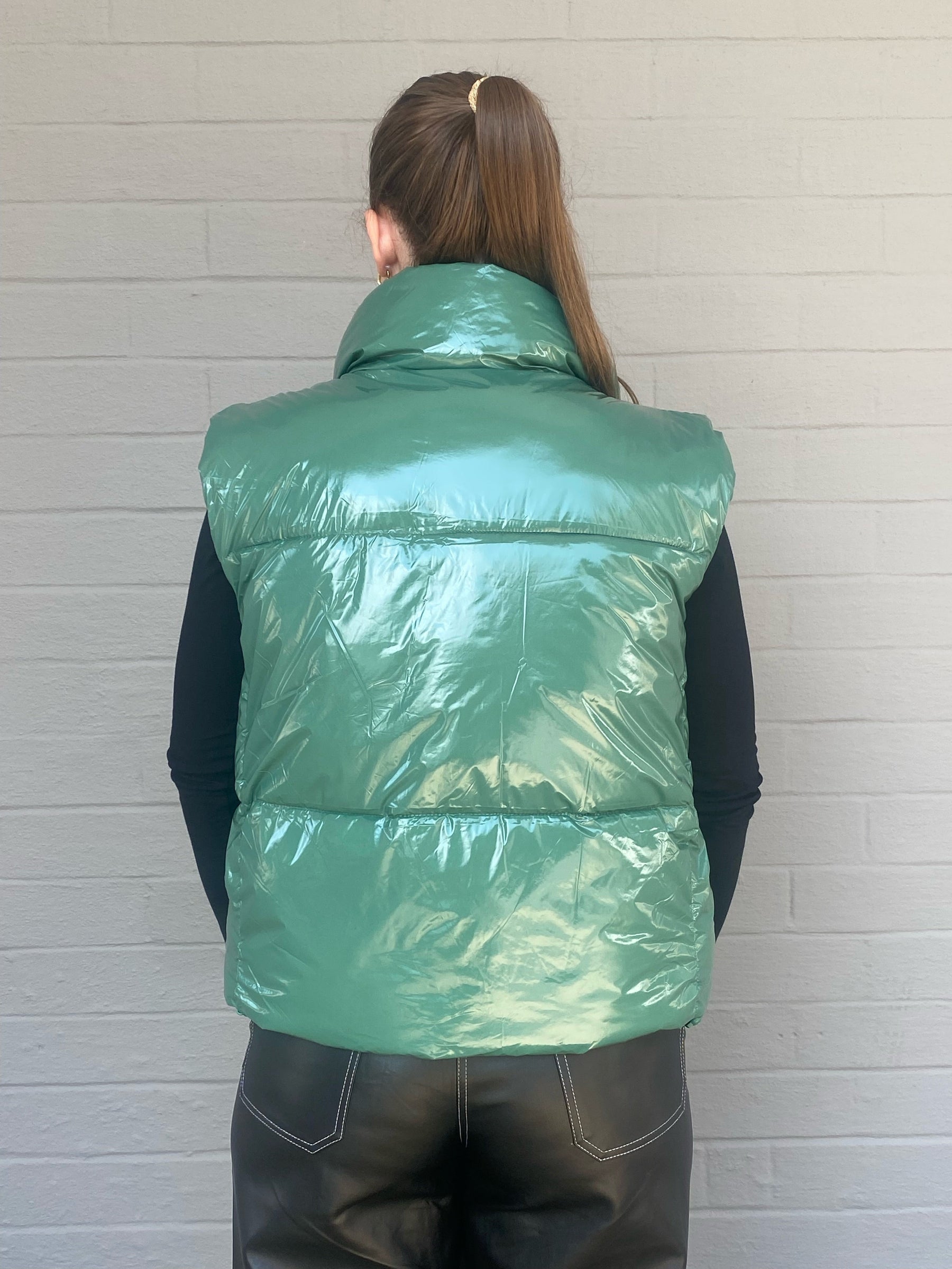 Women's Green Puffer Vest