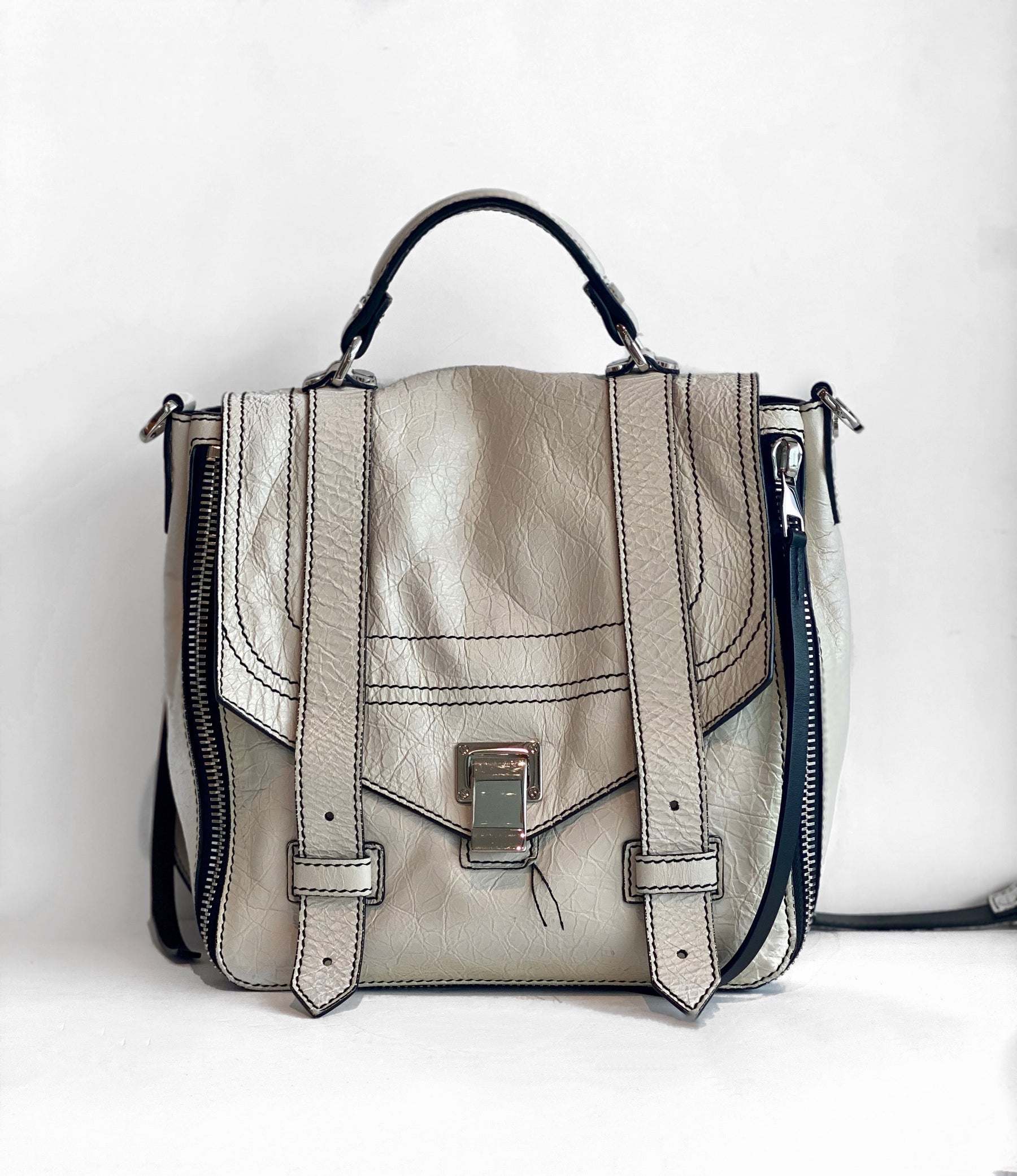 Proenza Schouler PS1+ Backpack White Leather Front of Bag