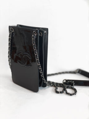 Chanel O Phone Case Crossbody Black Side of Bag 