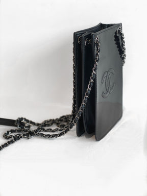 Chanel O Phone Case Crossbody Black Side of Bag 