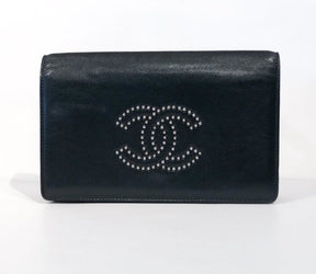 Chanel Studded Wallet on Chain Black Front of Bag