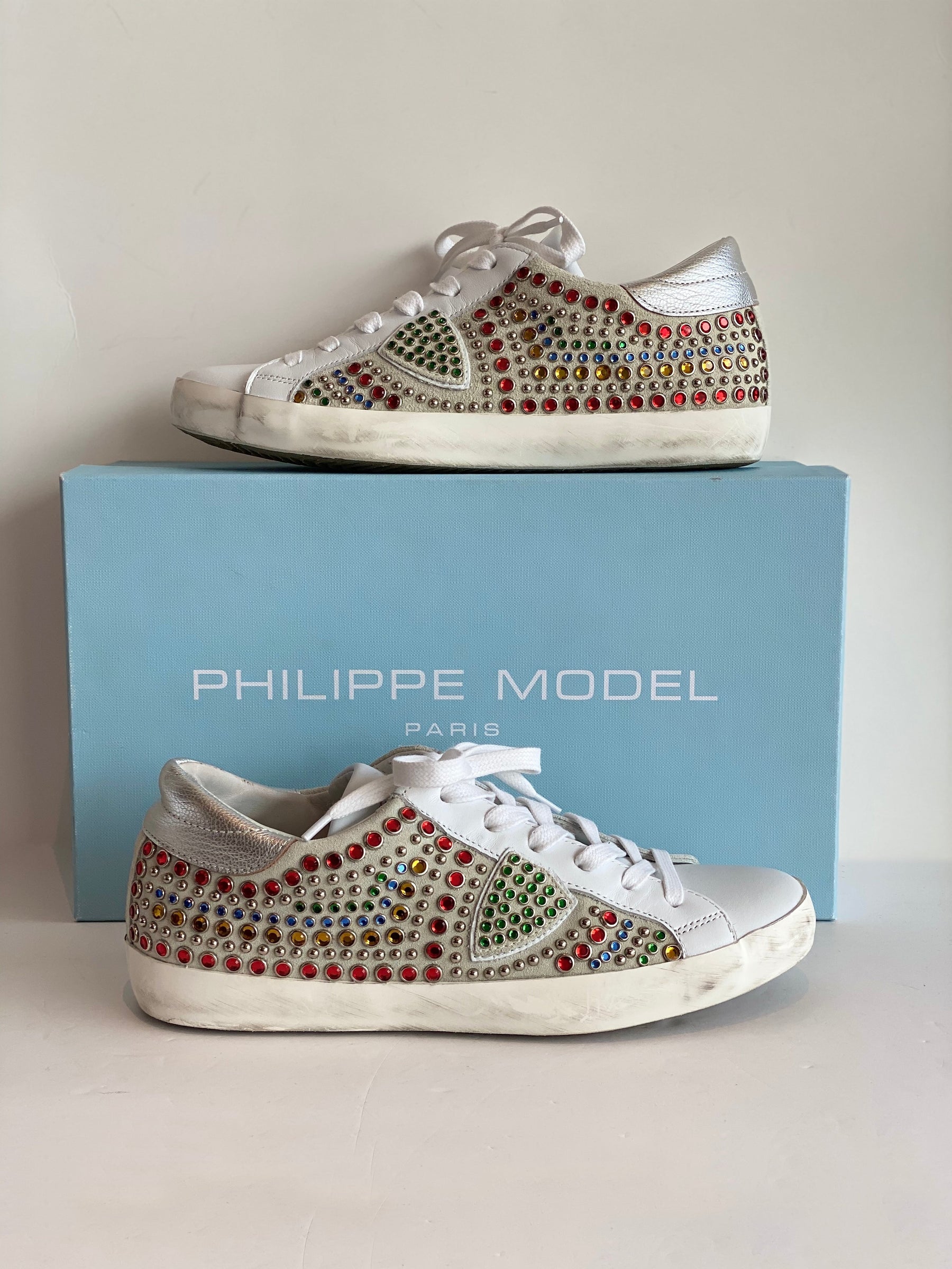 Philippe Model Carioca Jules Blanc Multicolor Sneakers with Box