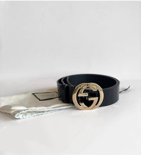 Gucci Logo Belt Black Leather