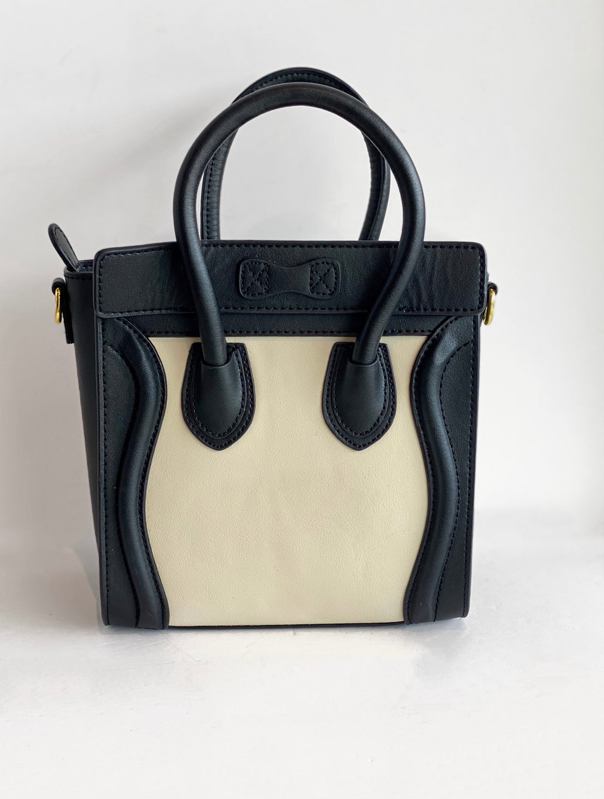 Celine Nano Luggage tote Black and Ivory Back of Bag