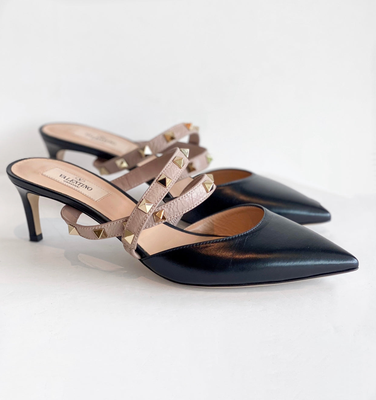 Valentino Rockstud Mules Black Side of Shoes