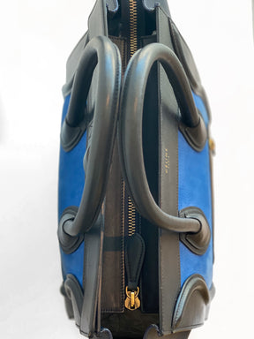 Celine Luggage Tote Mini Black and Blue Top of Bag