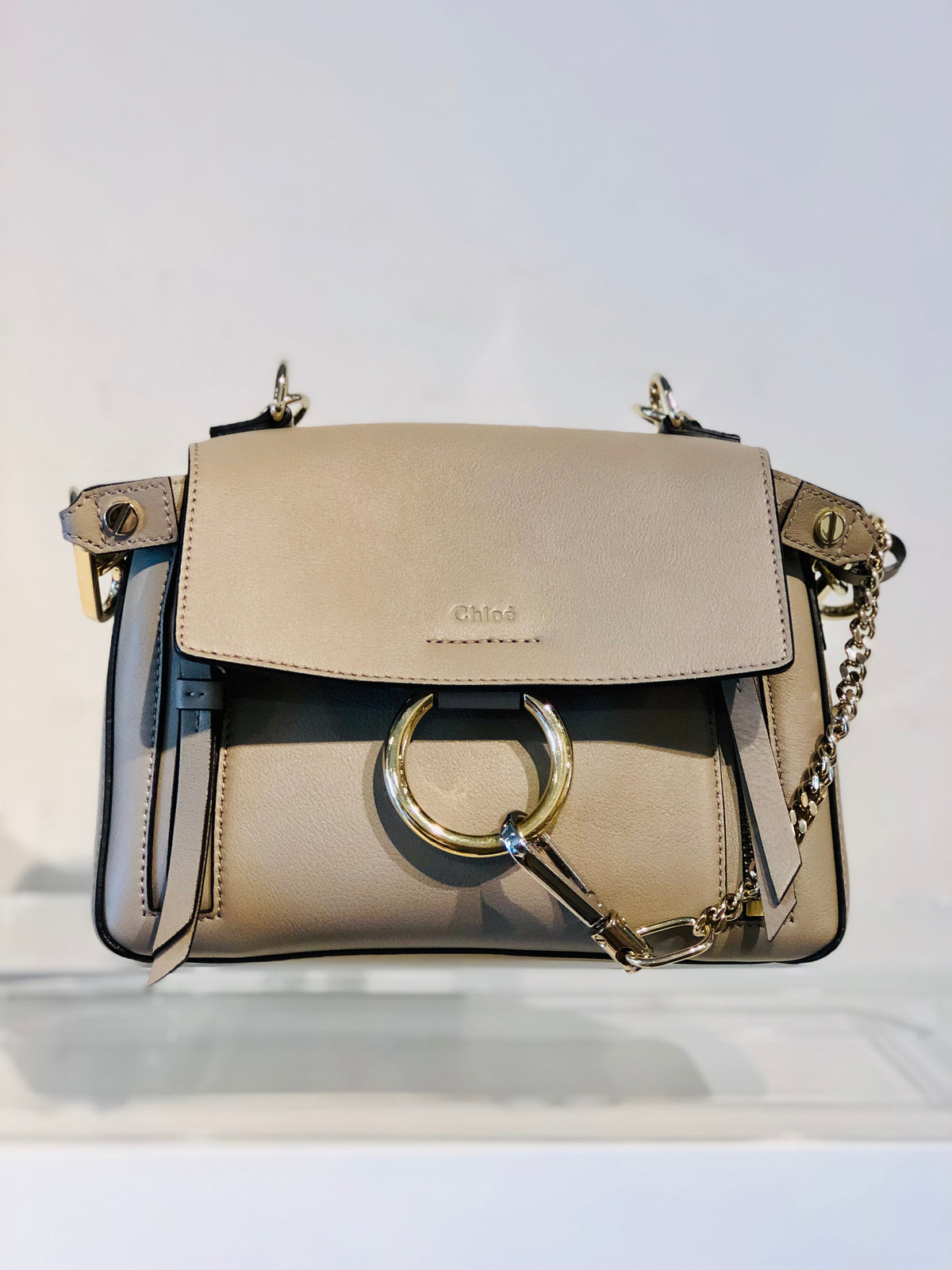 Chloe Mini Faye Day Shoulder Bag Leather Gray