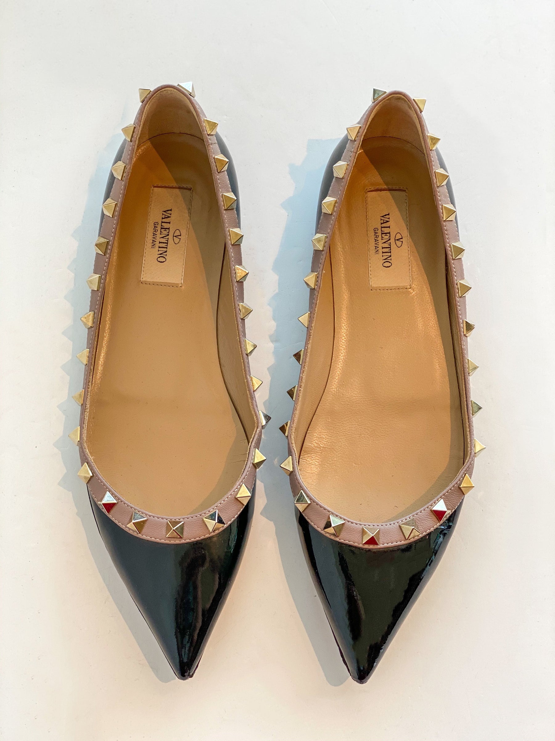 Valentino Rockstud Pointed Flats Top of Shoes