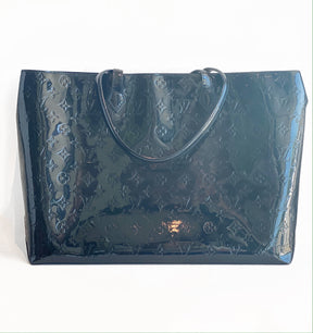 Louis Vuitton Wilshire Monogram Vernis GM Patent Leather Tote Navy Back of Bag
