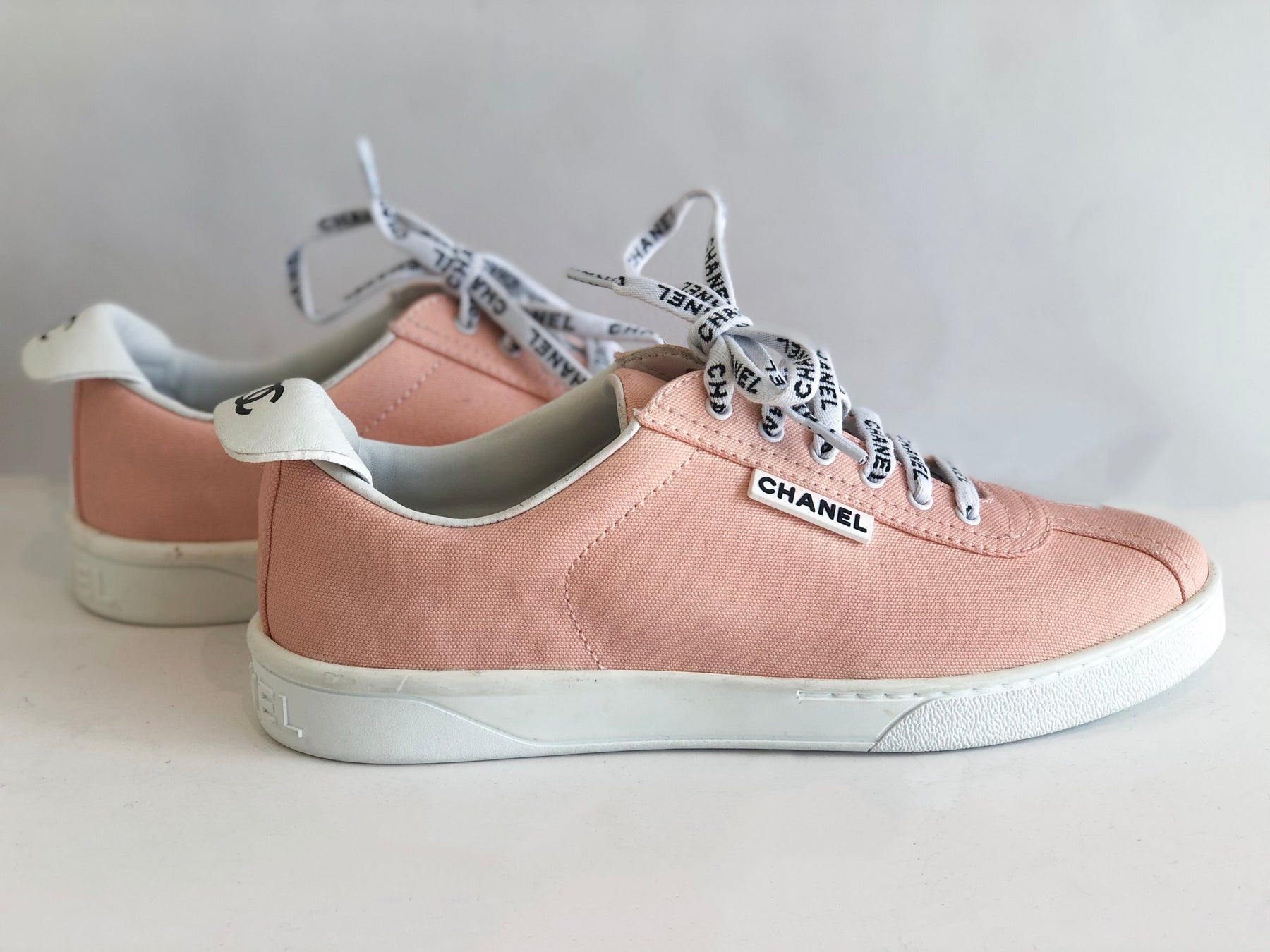 Chanel Weekender Canvas Lace Up Sneakers - Dress Raleigh Consignment