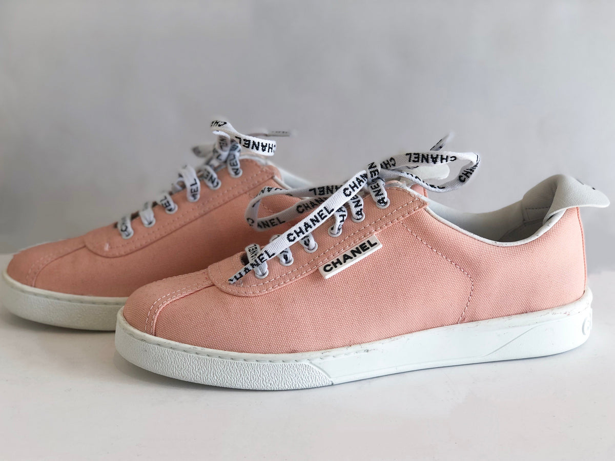 Chanel Weekender Canvas Lace Up Sneakers