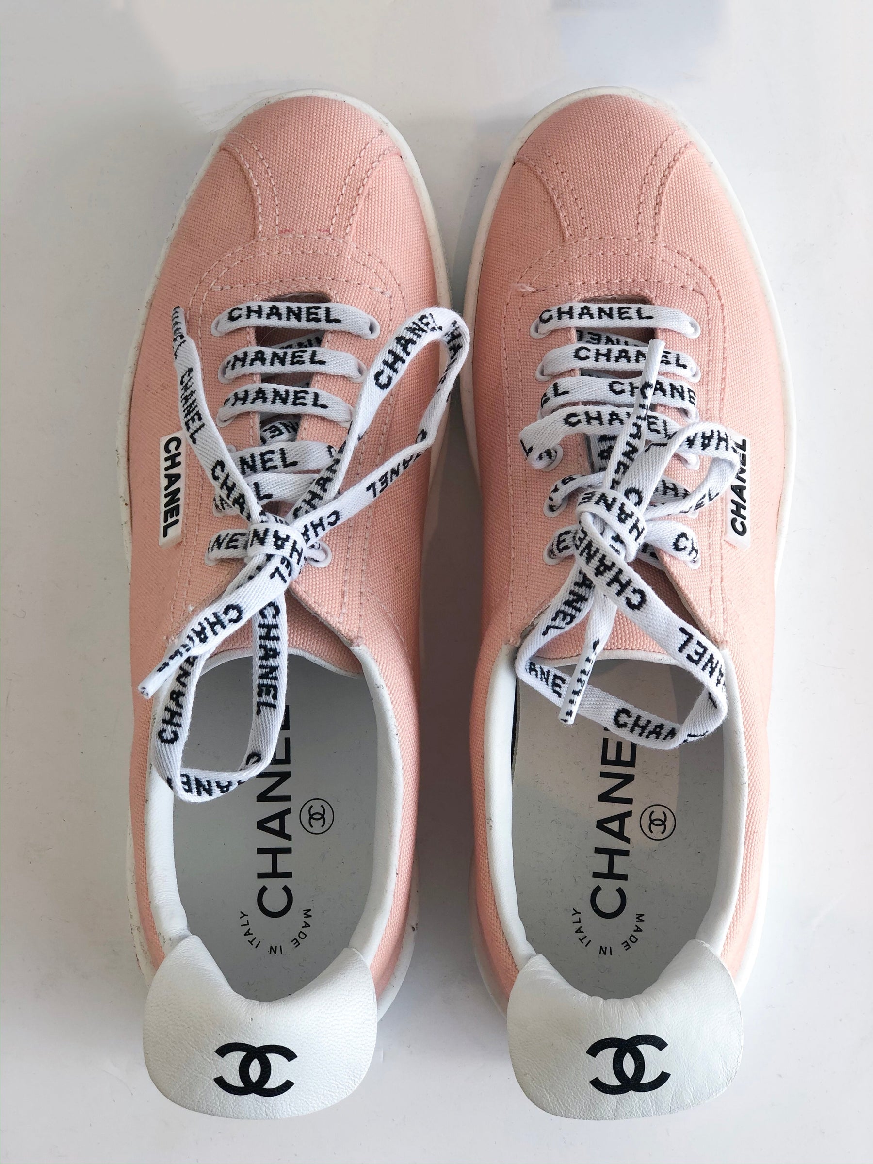 Chanel Weekender Canvas Lace Up Sneakers