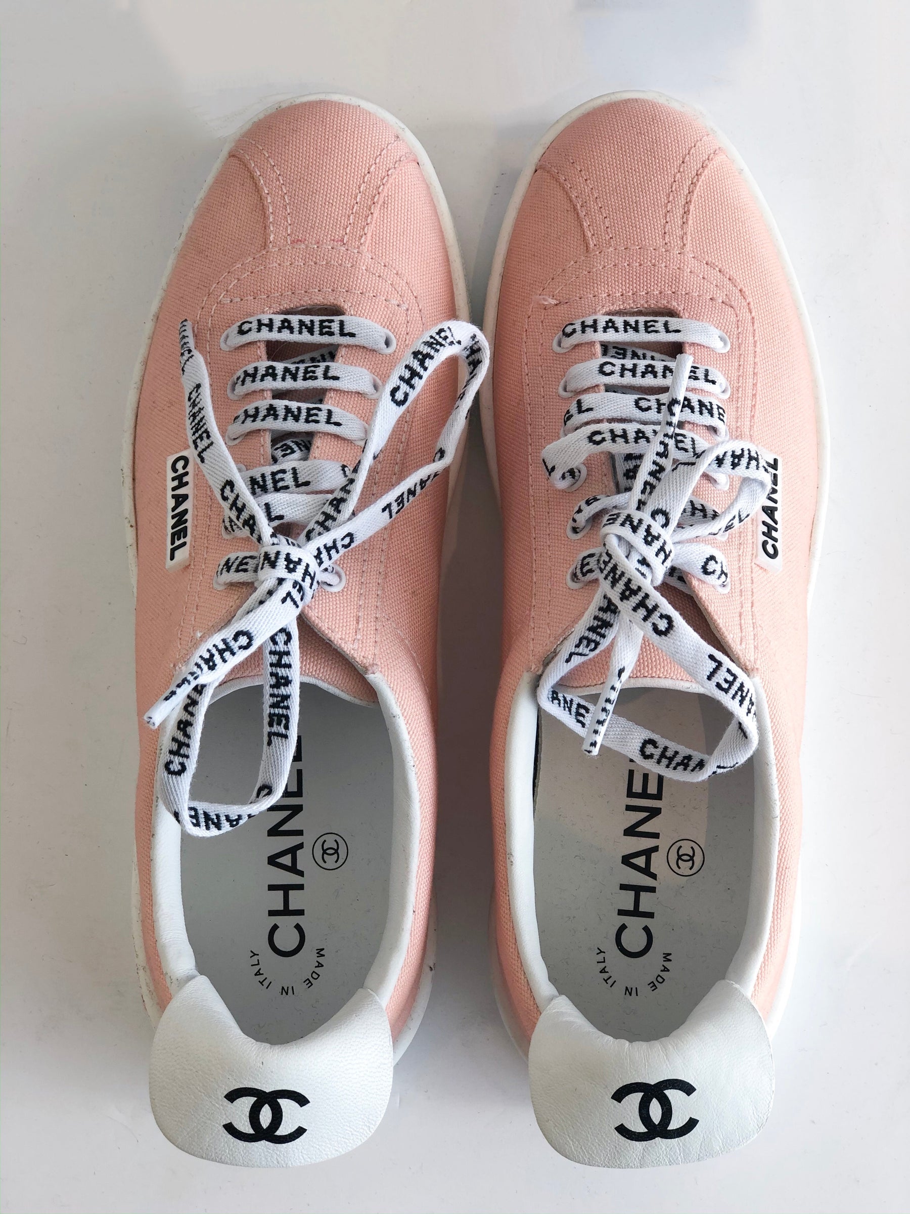 Chanel Weekender Canvas Lace Up Sneakers - Dress Raleigh Consignment