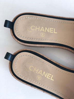 Chanel Slides Beige Black