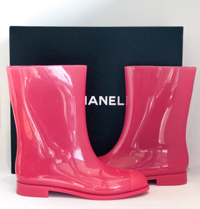 Chanel Pink Rain Boots