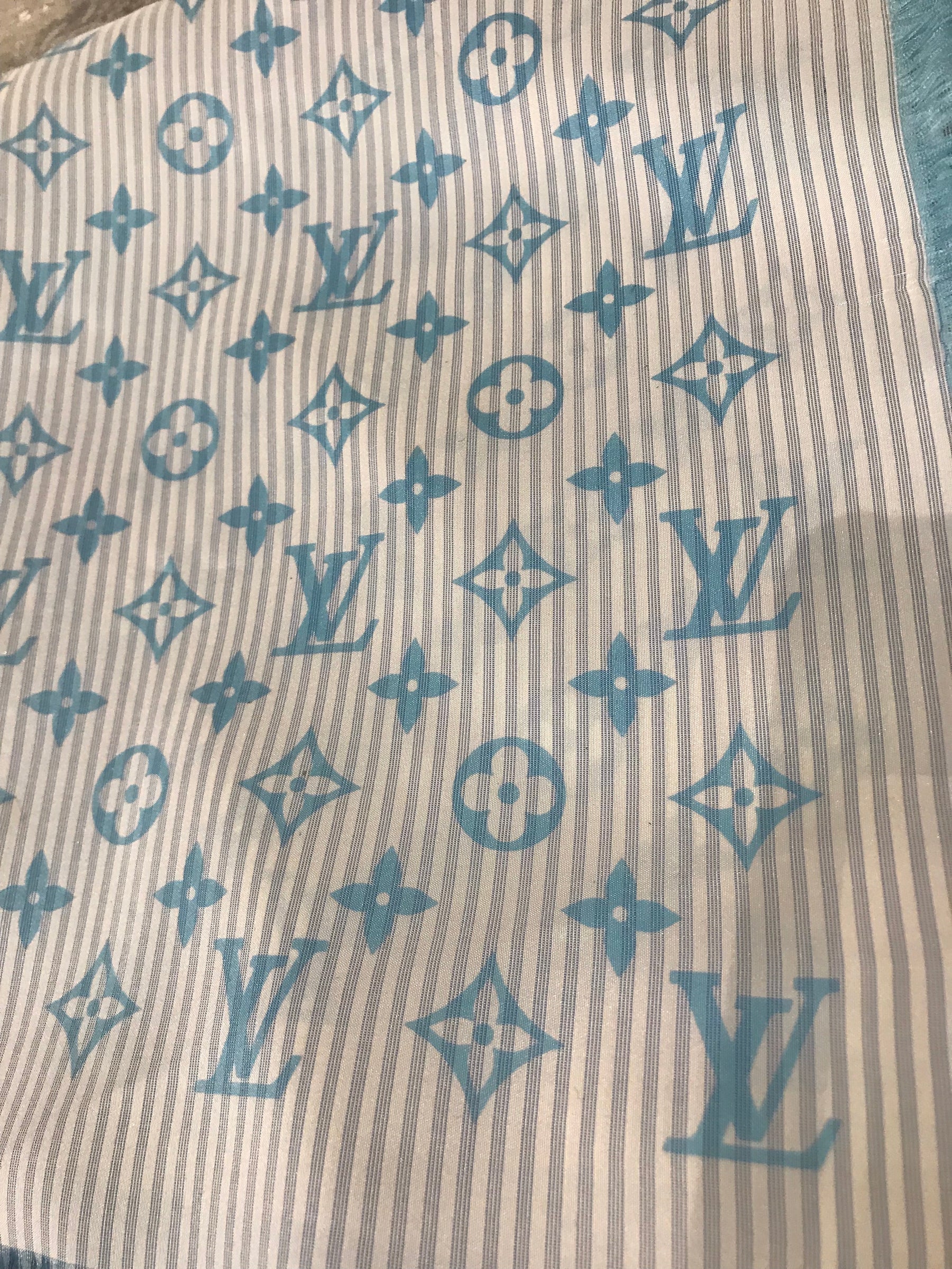Louis Vuitton Silk Monogram Scarf Blue White