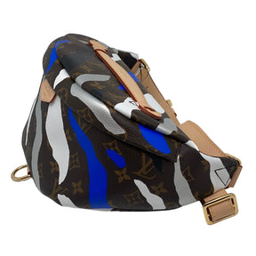 Louis Vuitton x LOL Classic LV Monogram Abstract Blue, Black, Silver, and White Stripe Side Adjustable Belt Strap
