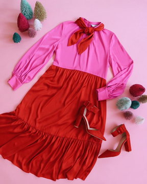 Crosby by Mollie Burch Red and Pink Betsy Dress