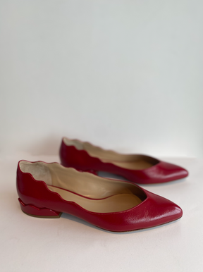 Chloe Scalloped Ballet Flats Red Patent Side