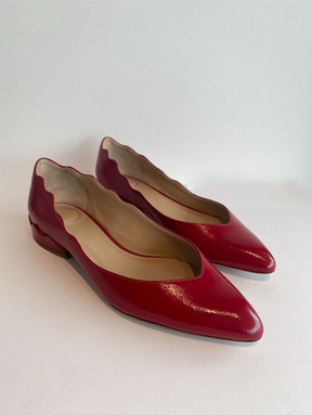 Chloe Scalloped Ballet Flats Red Patent