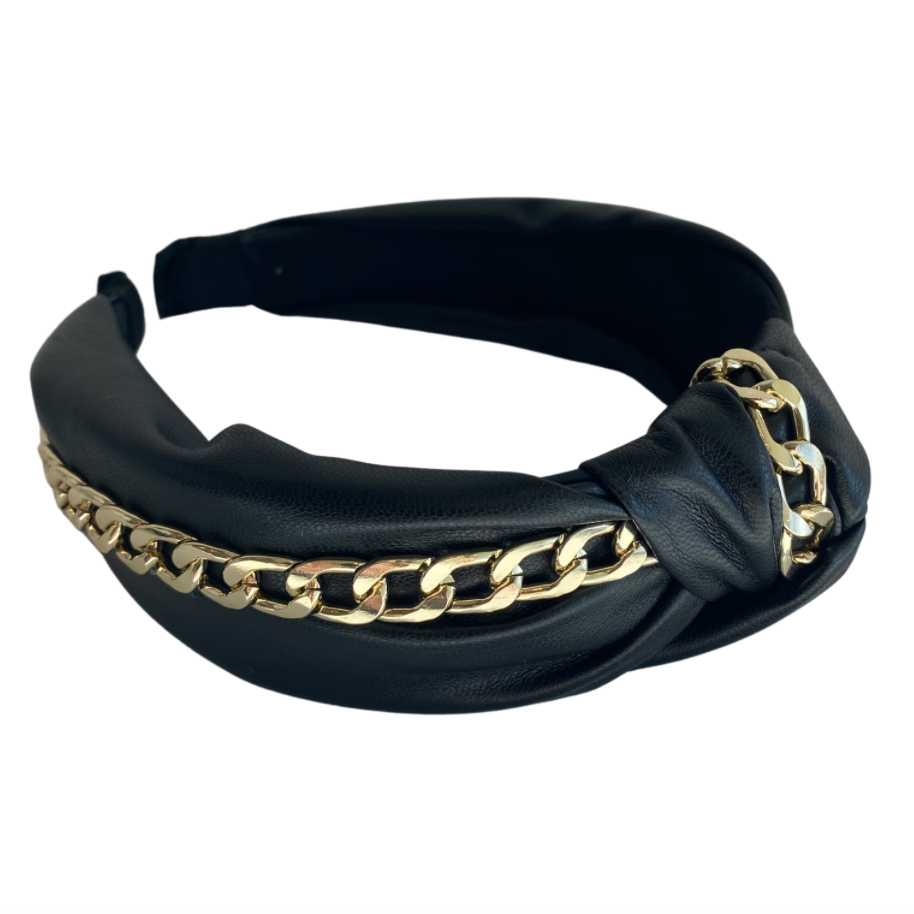 Chain-link Leather Headband