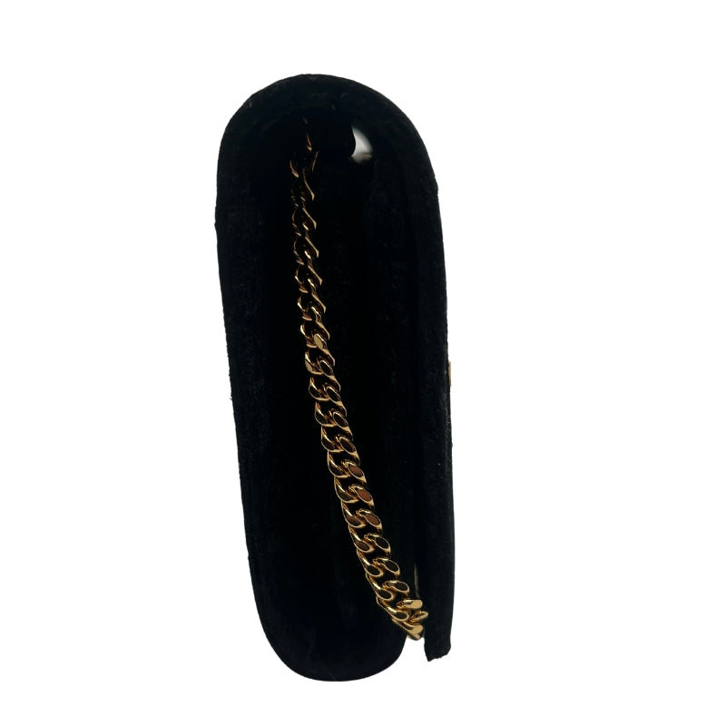 Side View: Gold Chain Link Shoulder Strap, Black Velvet.