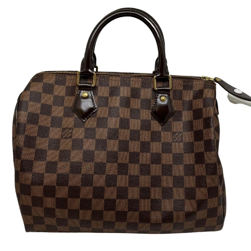 Louis Vuitton Damier Ebene Speedy 25 with coated canvas, leather trim, and brass hardware. Great condition