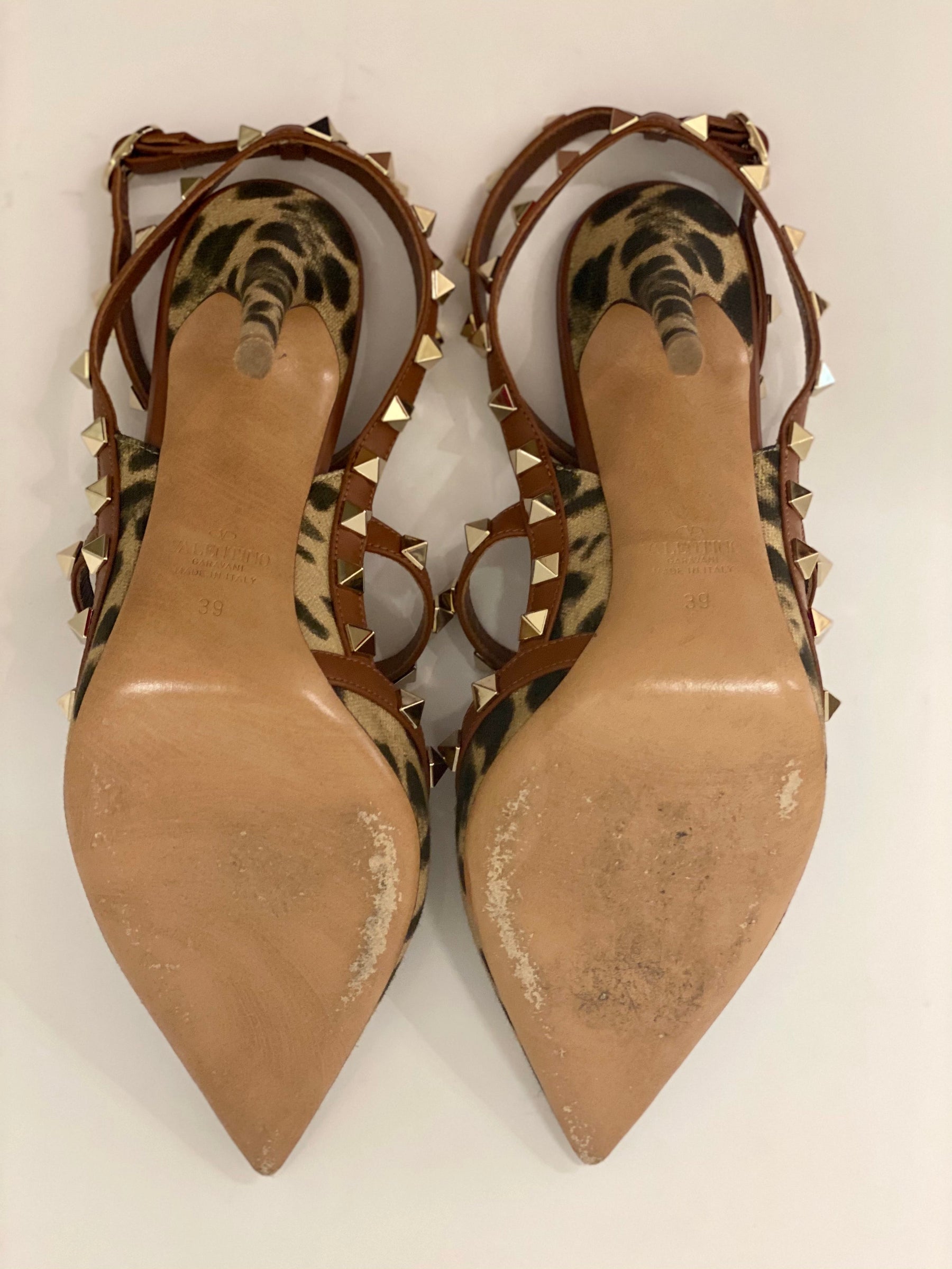 Valentino Rockstud Cheetah Print Caged Heels