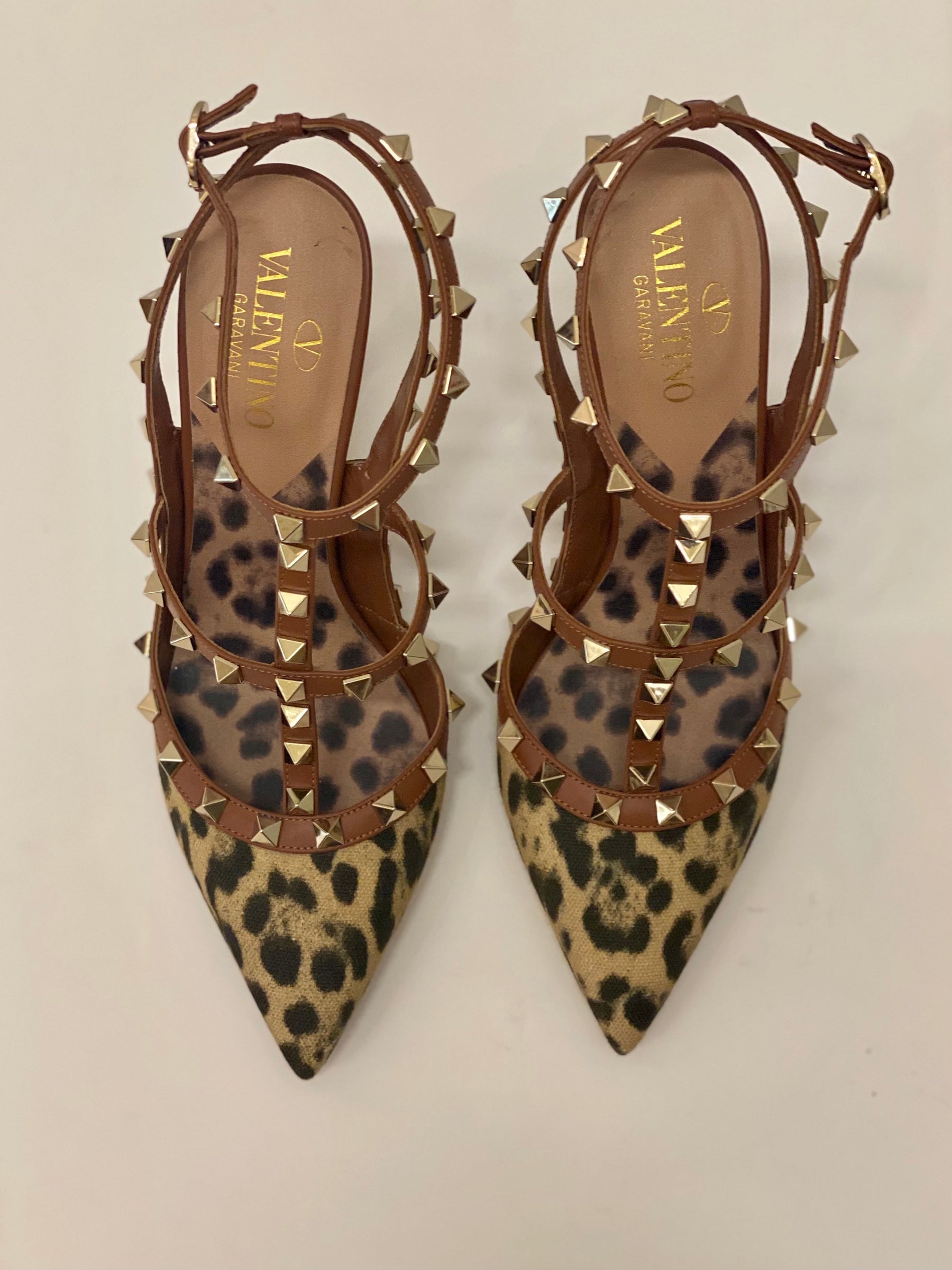 Valentino Rockstud Cheetah Print Caged Heels