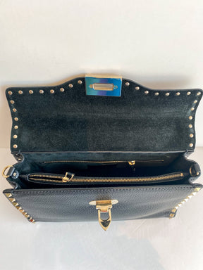 Valentino Rockstud Single Handle Bag Black Inside