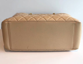 Chanel Caviar Leather Grand Shopping Tote Beige Bottom of Bag