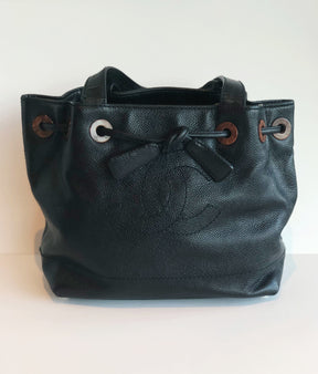 Chanel Caviar Leather Bucket Bag Black 
