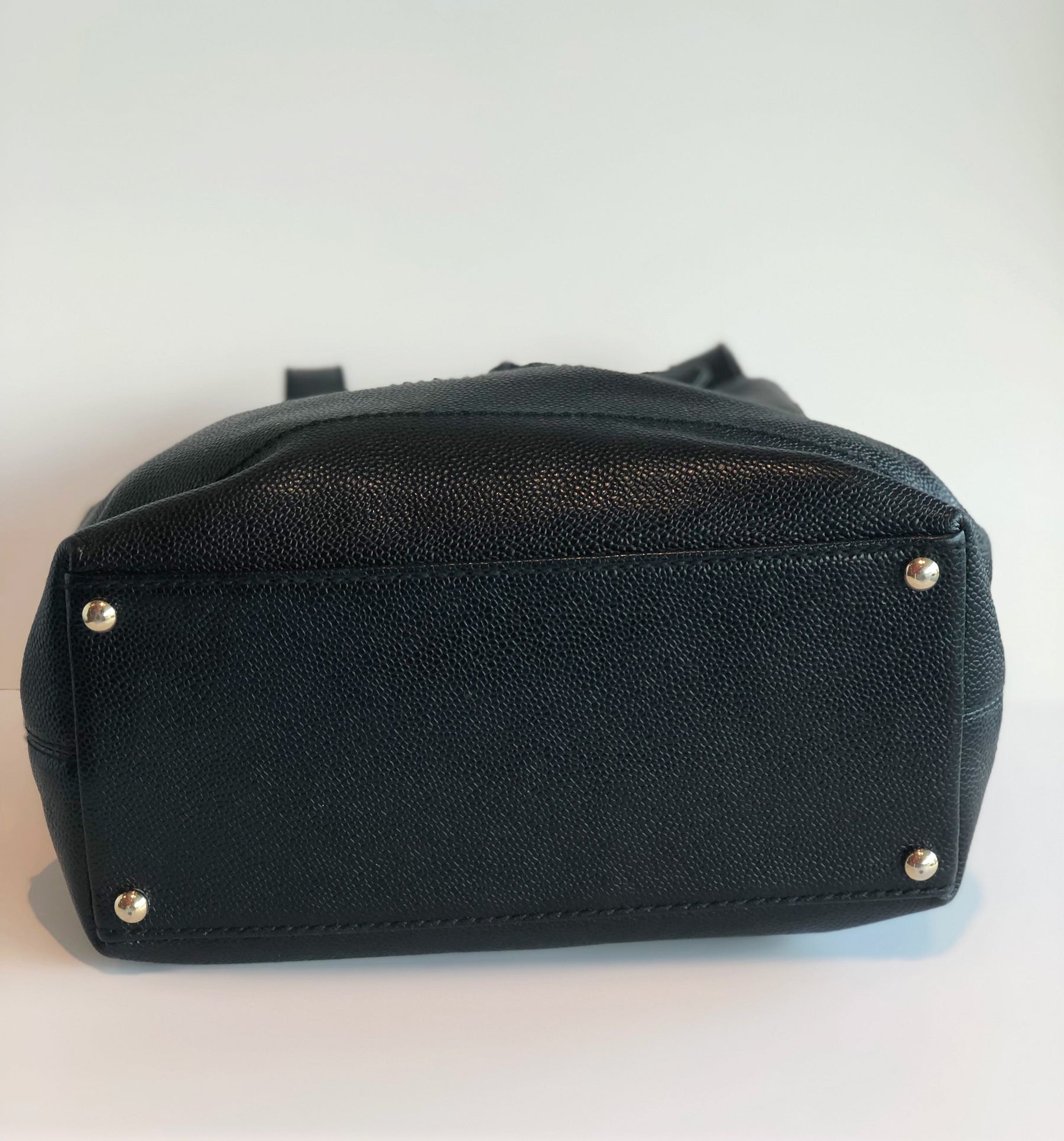 Chanel Caviar Leather Bucket Bag Black Bottom of Bag