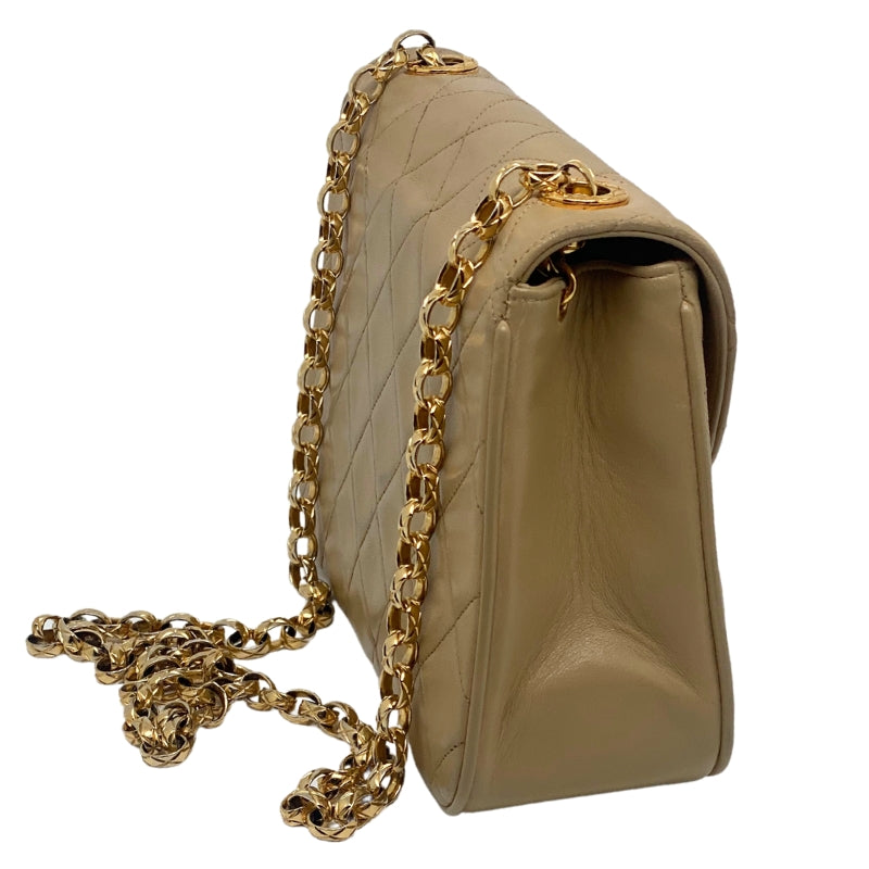Chanel Vintage Lambskin Shoulder Bag Camel Leather Gold-tone Hardware Side Chain Strap