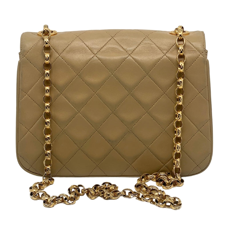 Chanel Vintage Lambskin Shoulder Bag Camel Leather Gold-tone Hardware Back Quilted Leather