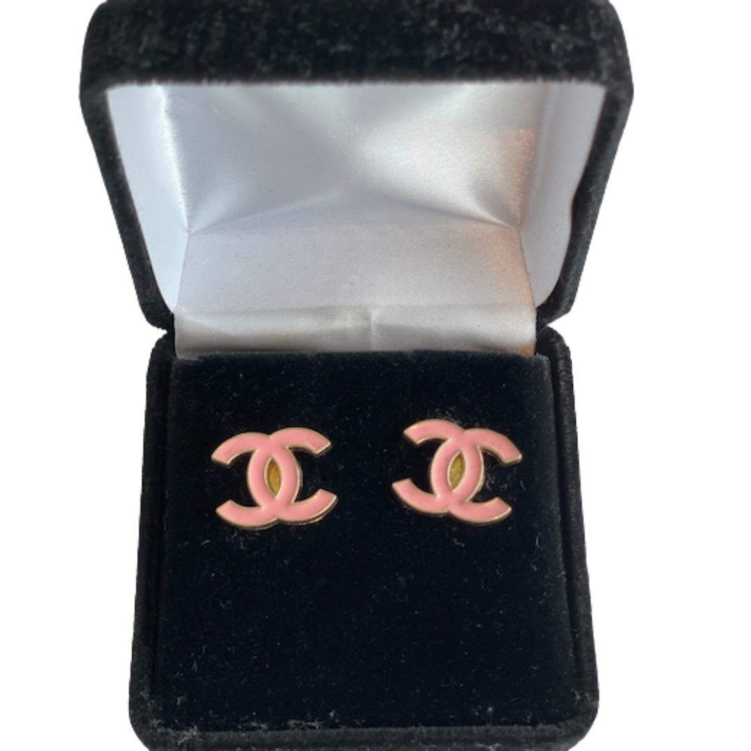 Designer Button Earrings - Pink Classic CC