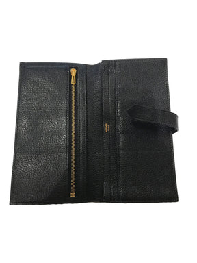 Hermes Wallet Black Leather