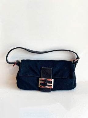 Fendi Baguette Shoulder Bag Black Front of Bag